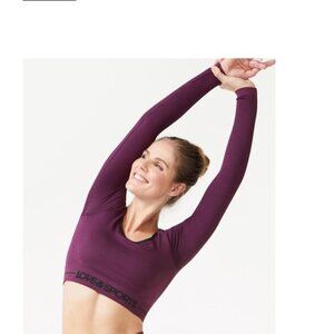 Love & Sports Purple Ribbed Long Sleeve Cropped Top Women's XL